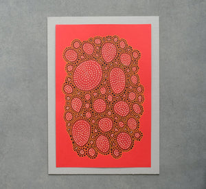One Of A Kind Abstract Art On Bright Red Paper - Naomi Vona Art