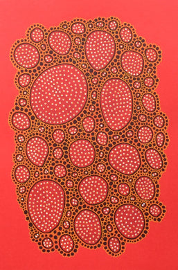 One Of A Kind Abstract Art On Bright Red Paper - Naomi Vona Art