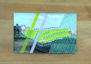 Mixed Media Collage On Retro Postcard Of Brighton - Naomi Vona Art