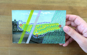 Mixed Media Collage On Retro Postcard Of Brighton - Naomi Vona Art