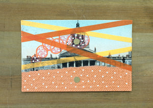 Original Mixed Media Collage On Vintage Monument Postcard - Naomi Vona Art