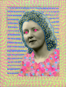 Neon Fine Art Print Of Vintage Woman Portrait - Naomi Vona Art