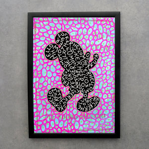 Original Mouse Fine Art Print, Fluorescent Pink And Blue Art - Naomi Vona Art