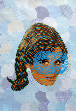 Masked Woman Original Vintage Contemporary Collage - Naomi Vona Art