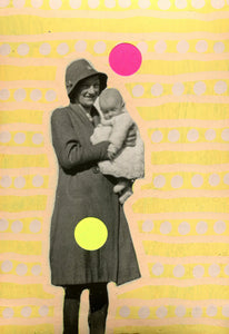 Mother Child Art Collage On Vintage Photo - Naomi Vona Art