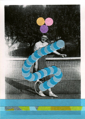 Tennis Art Collage On Vintage Found Photography - Naomi Vona Art