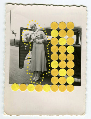 Art Paper Collage On Vintage Woman Found Photo - Naomi Vona Art