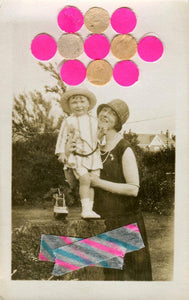 Mother And Child Art Collage, Tiny Original Collage Art Photo - Naomi Vona Art