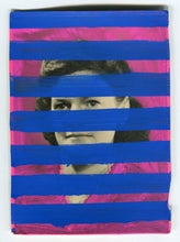 将图片加载到图库查看器，Altered Vintage Portrait Photo Decorated With Stripes - Naomi Vona Art
