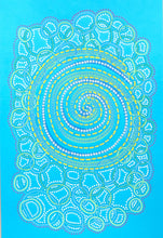 Cargar imagen en el visor de la galería, Bright Turquoise Contemporary Abstract Drawing - Naomi Vona Art
