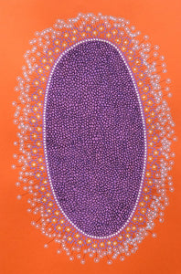 Purple Abstract Organic Art Drawing Illustration On Orange Paper - Naomi Vona Art