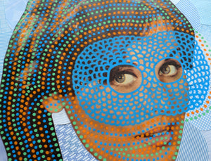 Masked Woman Original Vintage Contemporary Collage - Naomi Vona Art