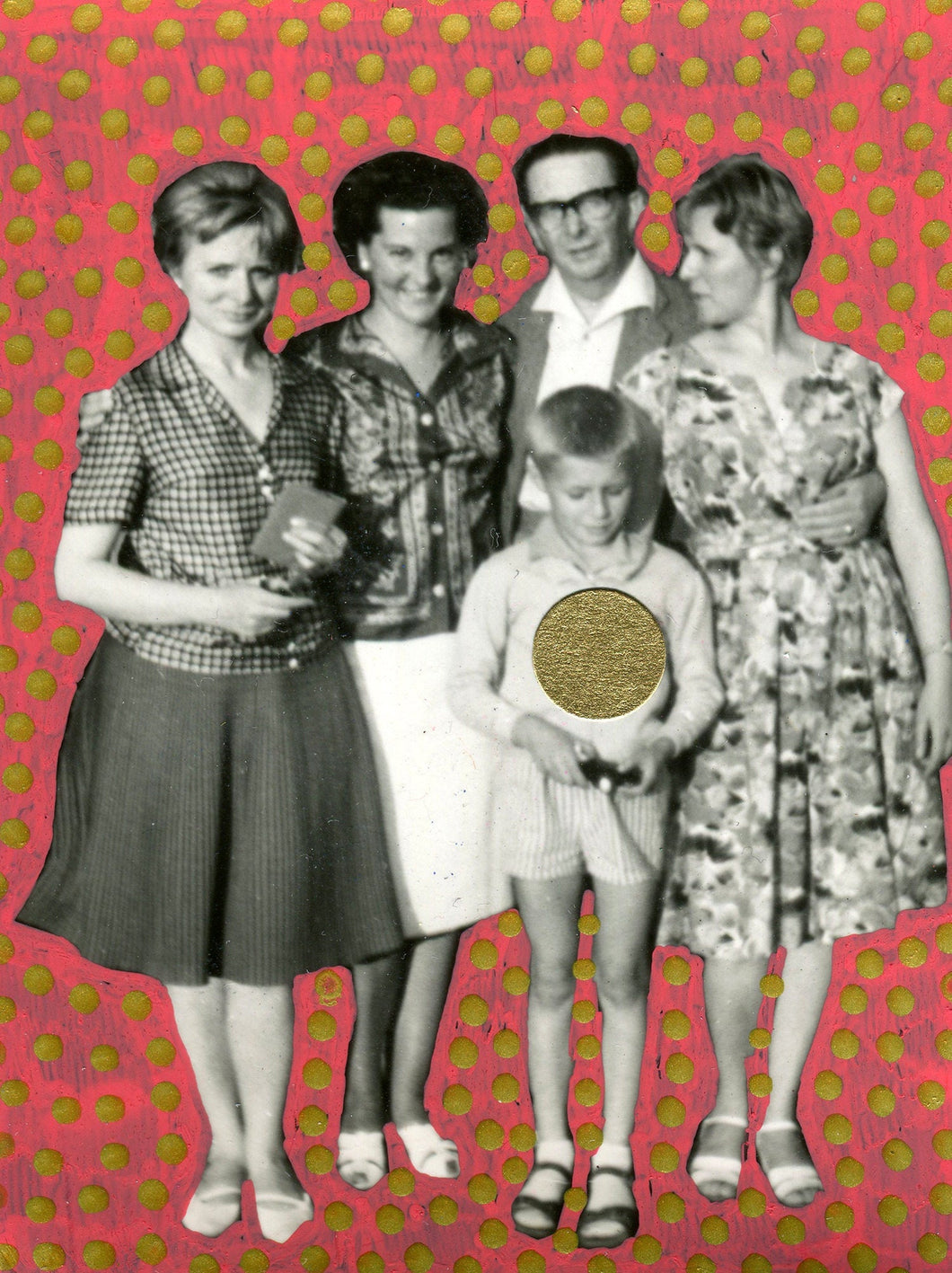 Photo Art Collage On Tiny Original Vintage Family Portrait - Naomi Vona Art