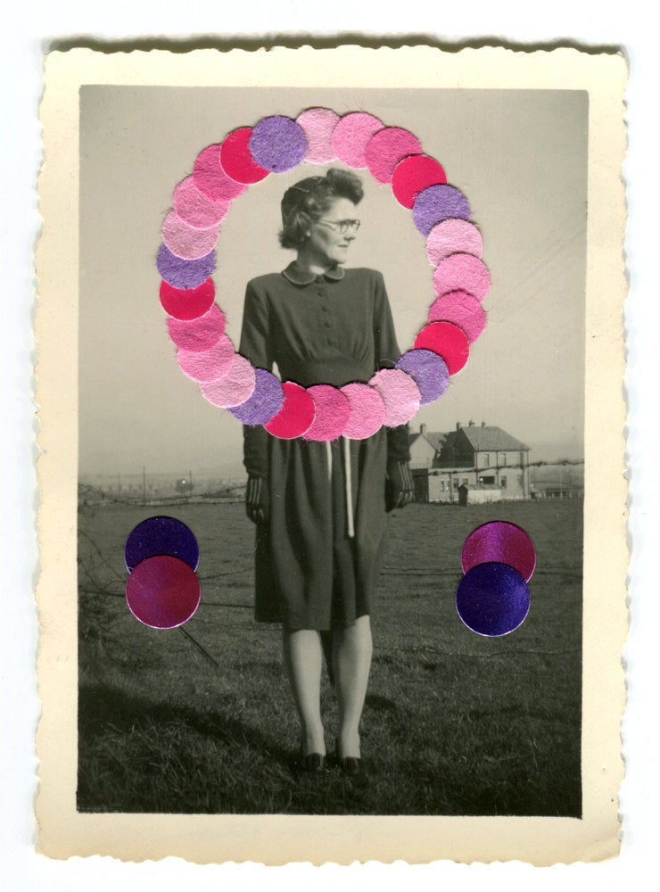 Elegant Vintage Collage Art, Mixed Media Collage Dada Art - Naomi Vona Art