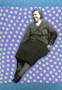Purple Art Collage On Smiling Woman Vintage Portrait - Naomi Vona Art