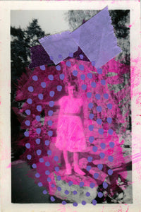 Paper Collage Using Fluorescent Pink Color And Purple - Naomi Vona Art