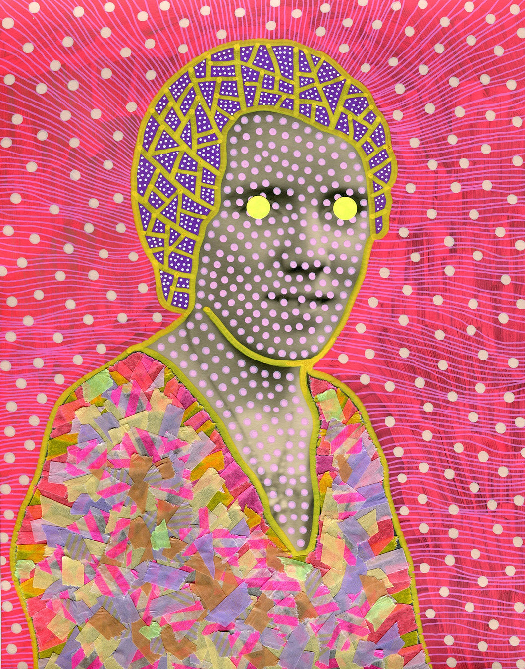 Neon Pop Surreal Mixed Media Collage Artwork - Naomi Vona Art