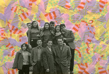 Load image into Gallery viewer, Collage On Vintage Group Portrait Photo Smiling People - Naomi Vona Art
