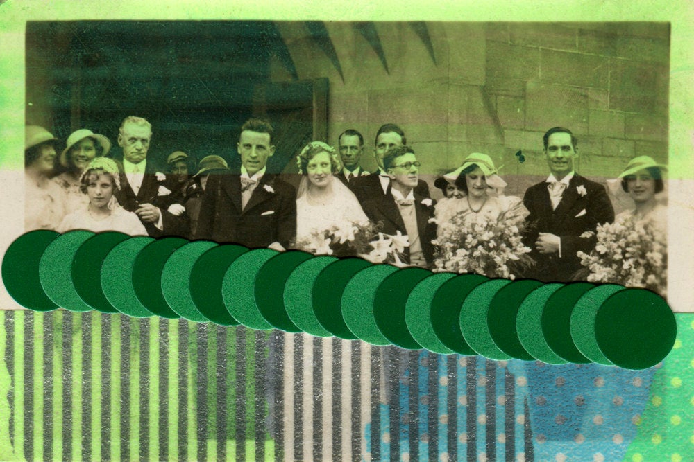Mixed Media Art Collage on Vintage Wedding Photography - Naomi Vona Art