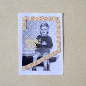 Little Boy Vintage Portrait, Collage On Found Retro Photo - Naomi Vona Art